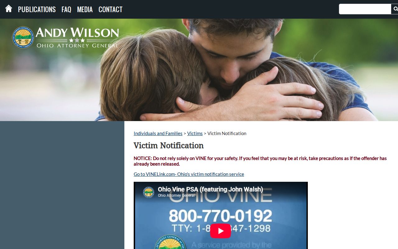 Ohio VINE overview for Perry County release notifications